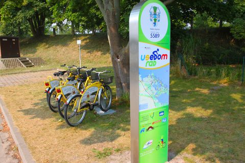 UsedomRad-Verleihstation am Hafen von Karnin auf Usedom