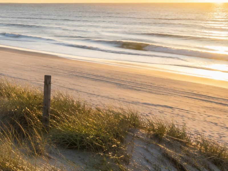KI-generiertes Stimmungsbild von Brandung an einem Sandstrand — zeigt nicht den genannten Ort